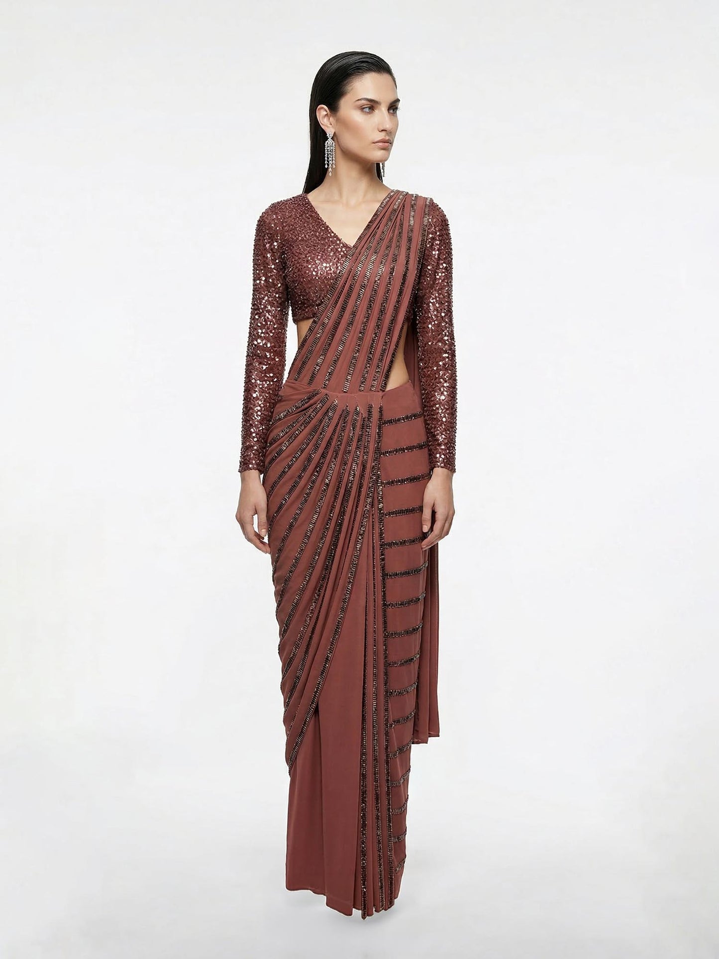 Radiant Linear Embellished Saree