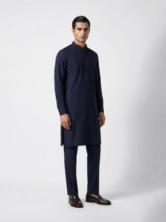 Noir Textured Panel Kurta Set