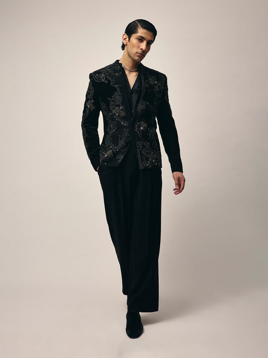 Noir Florals Bandhgala