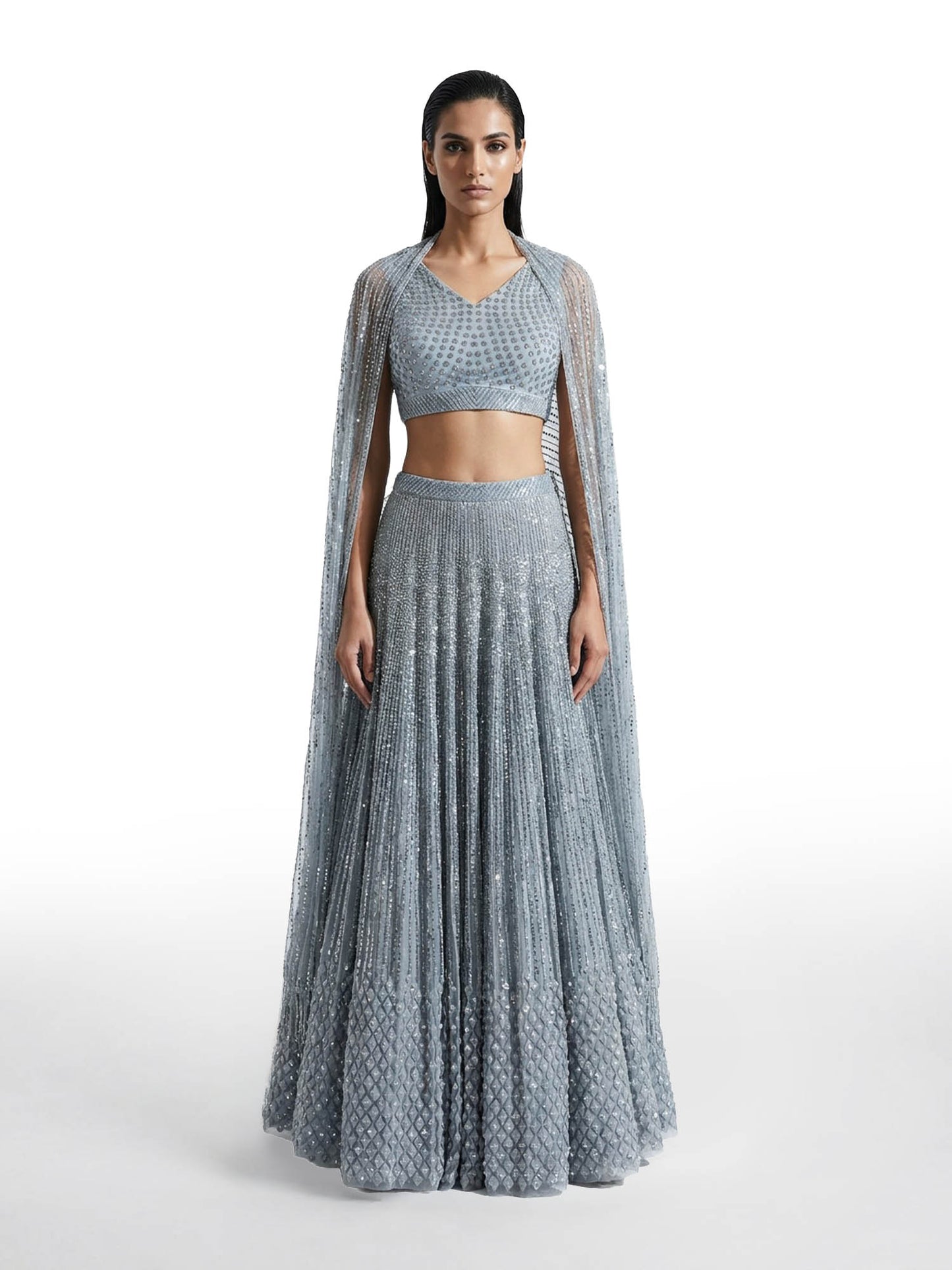 Lustre Cascade Lehenga Set
