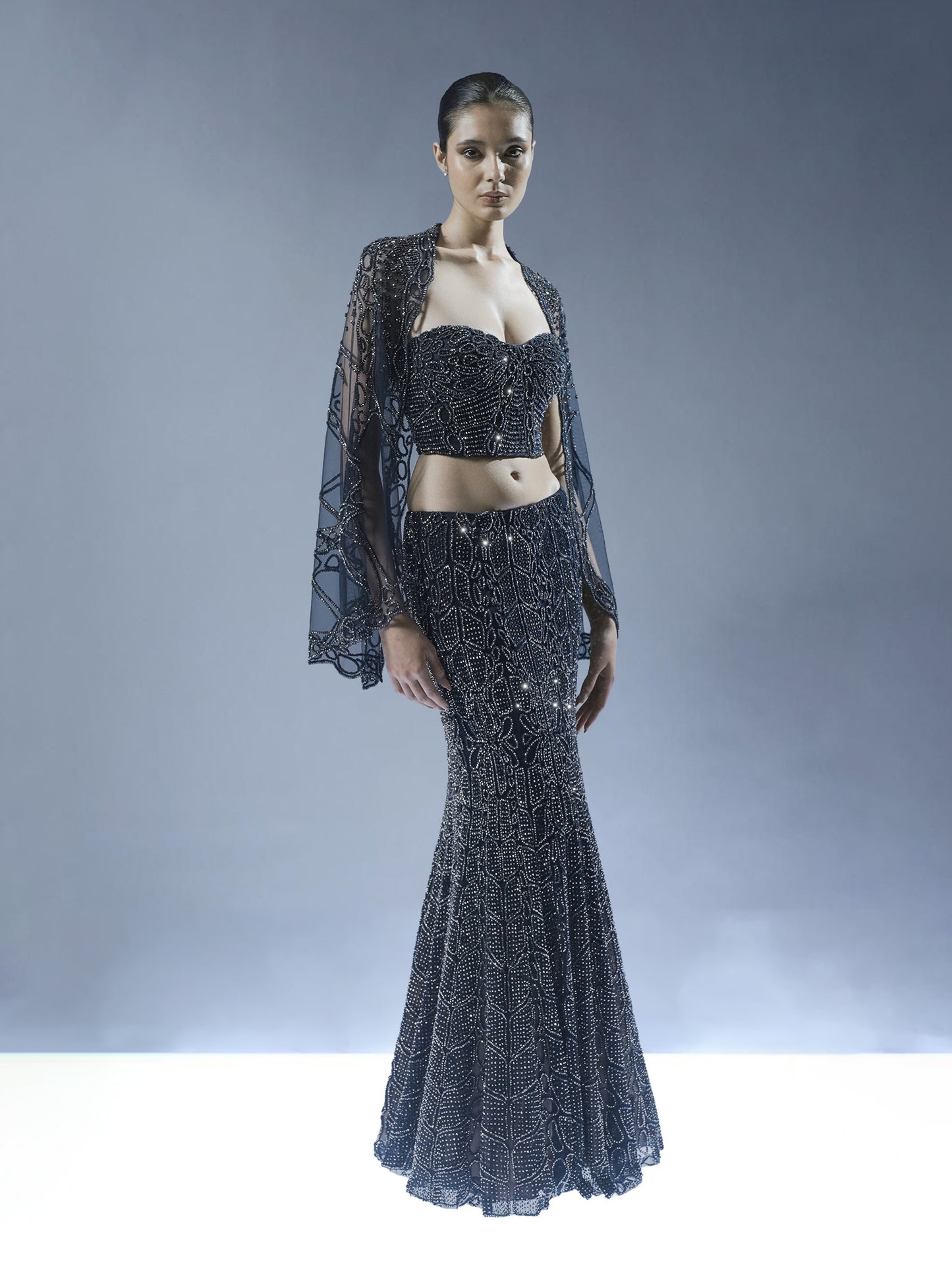 Sapphire Veil Lehenga Set
