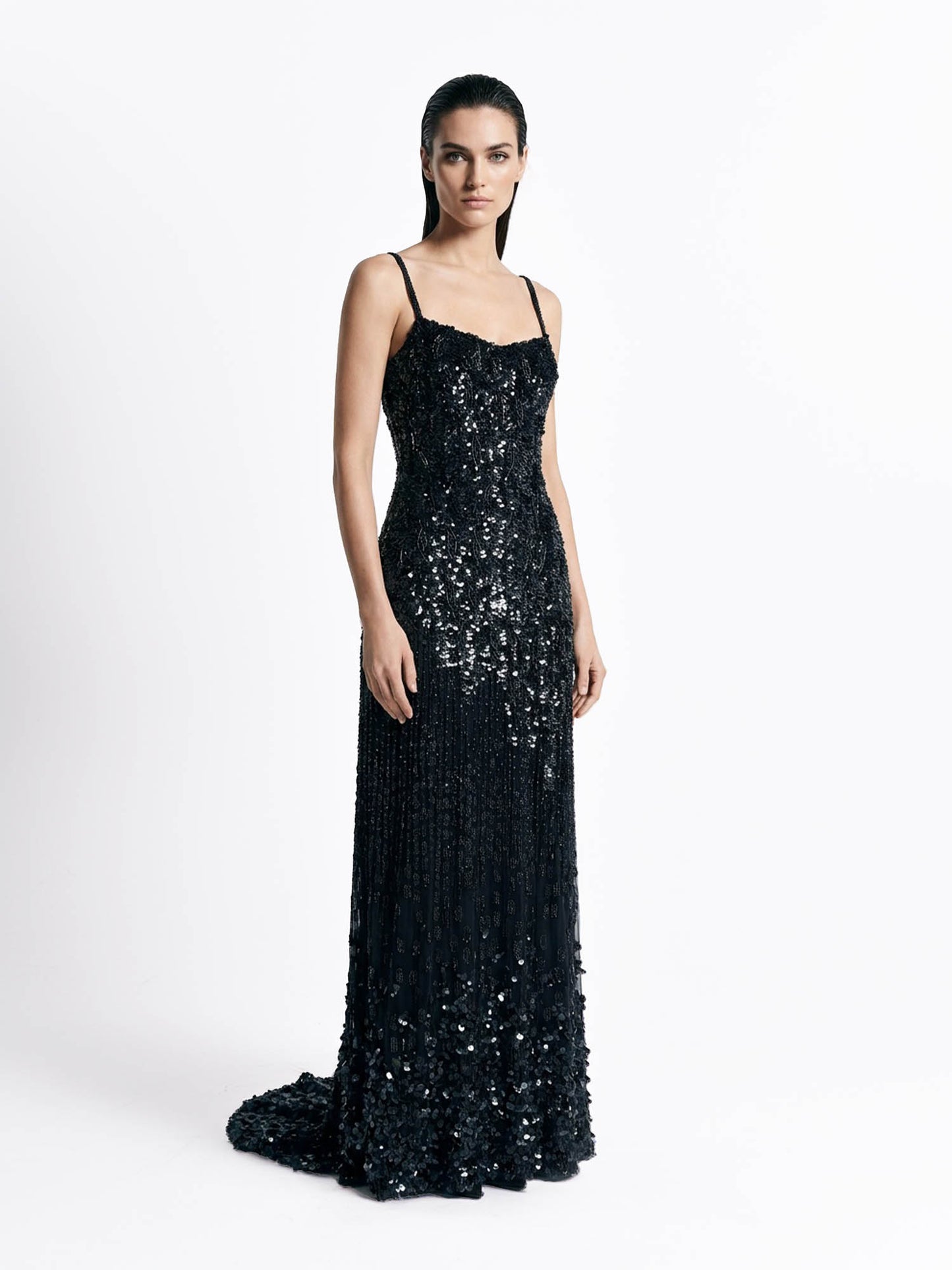 Moonlit Cascade Embellished Gown
