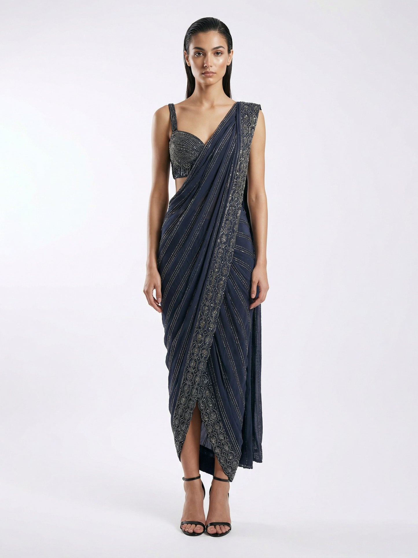Midnight Regal Embellished Saree