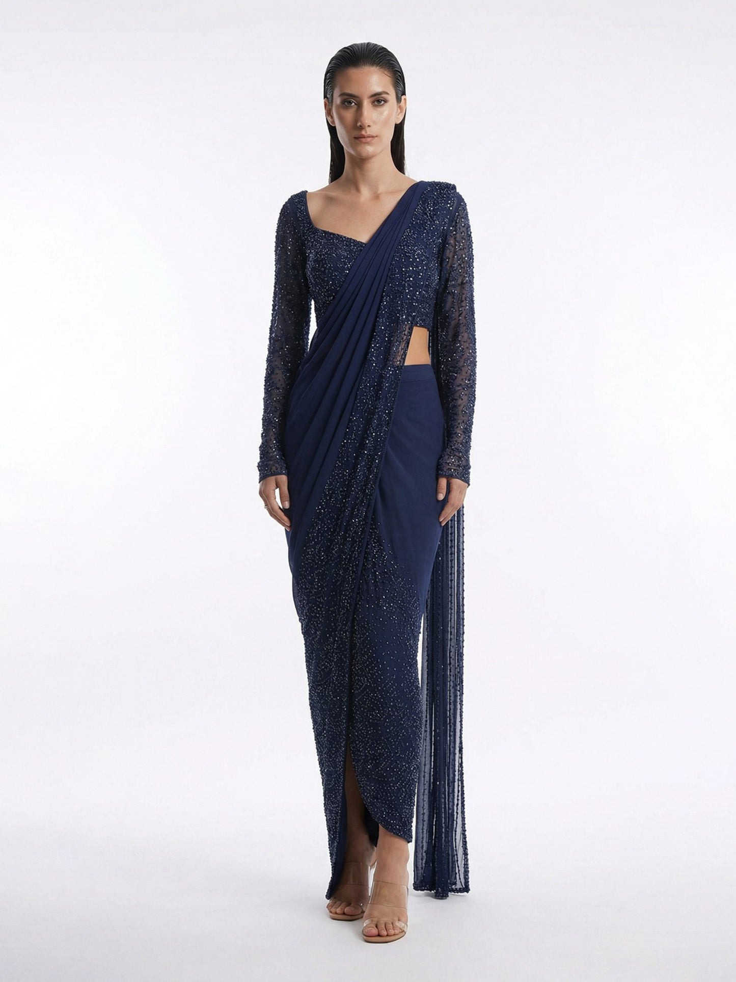 Midnight Azure Embellished Sari
