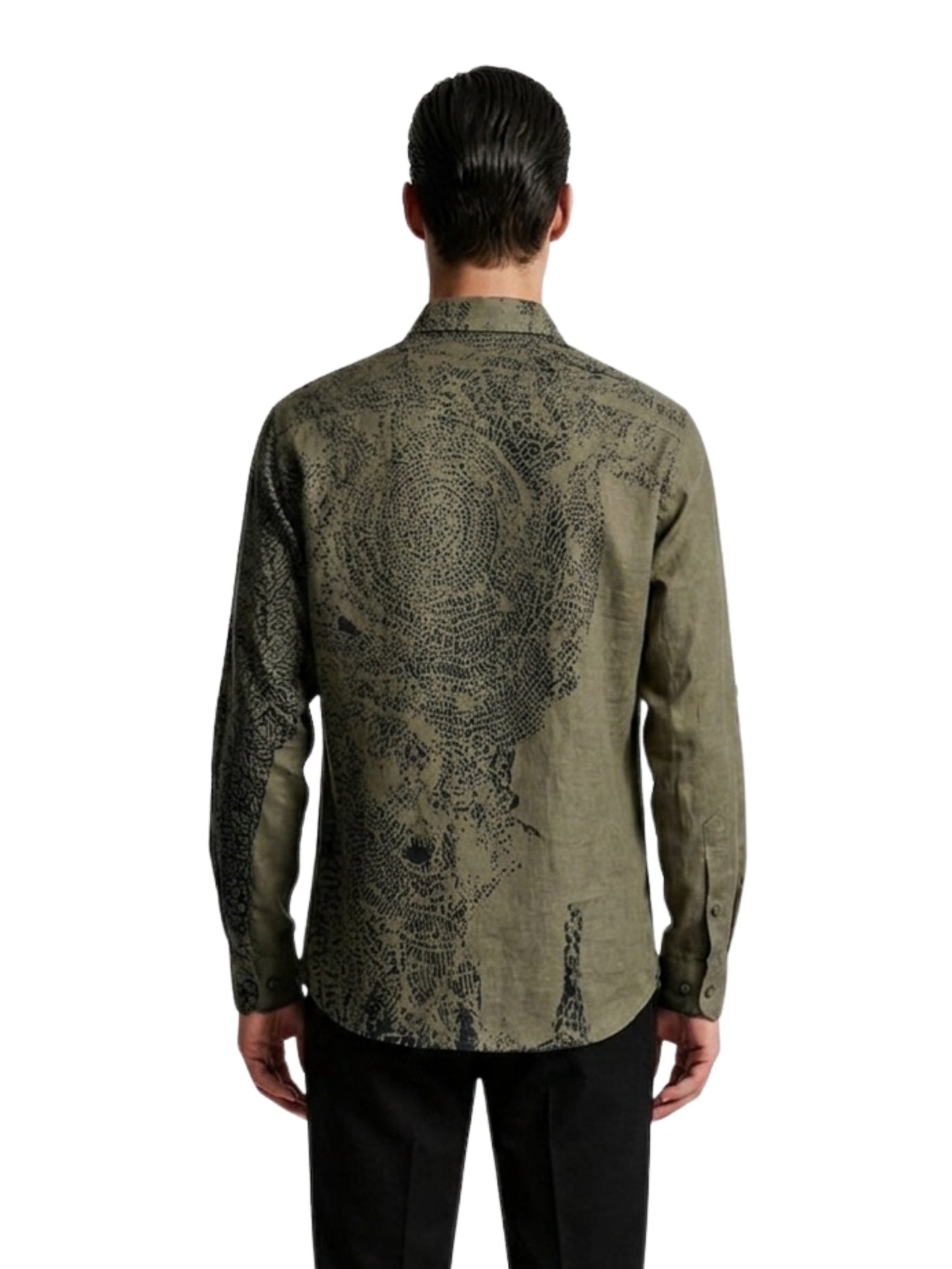 Olive Noir Abstract Print Shirt