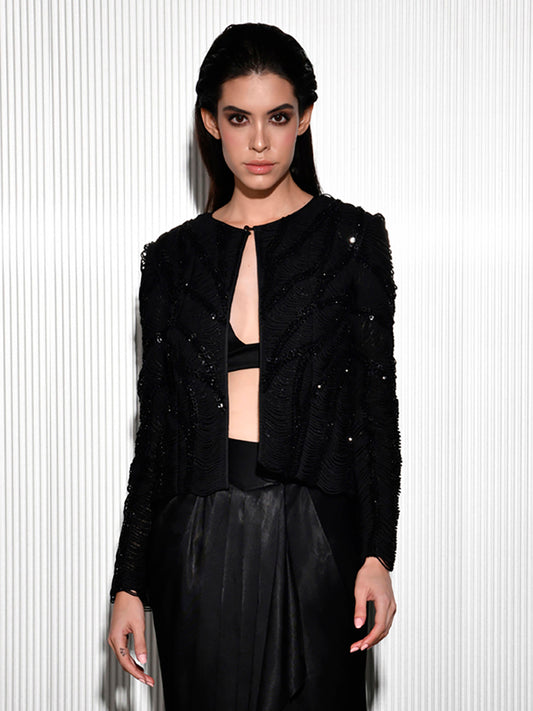 Black Crystal Embroidered Jacket