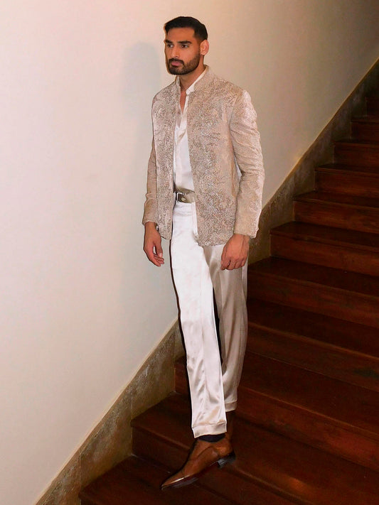 Ahan Shetty ⢠In Silk Velvet Bandhgala