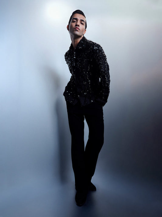 Roy Wang ⢠Obsidian Noir Embellished Tuxedo