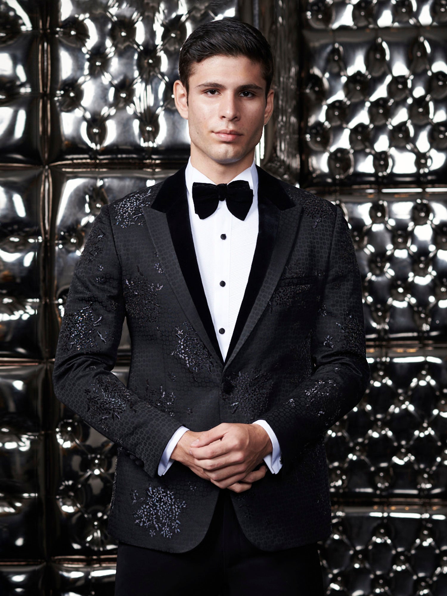 Metallic tuxedo best sale dress
