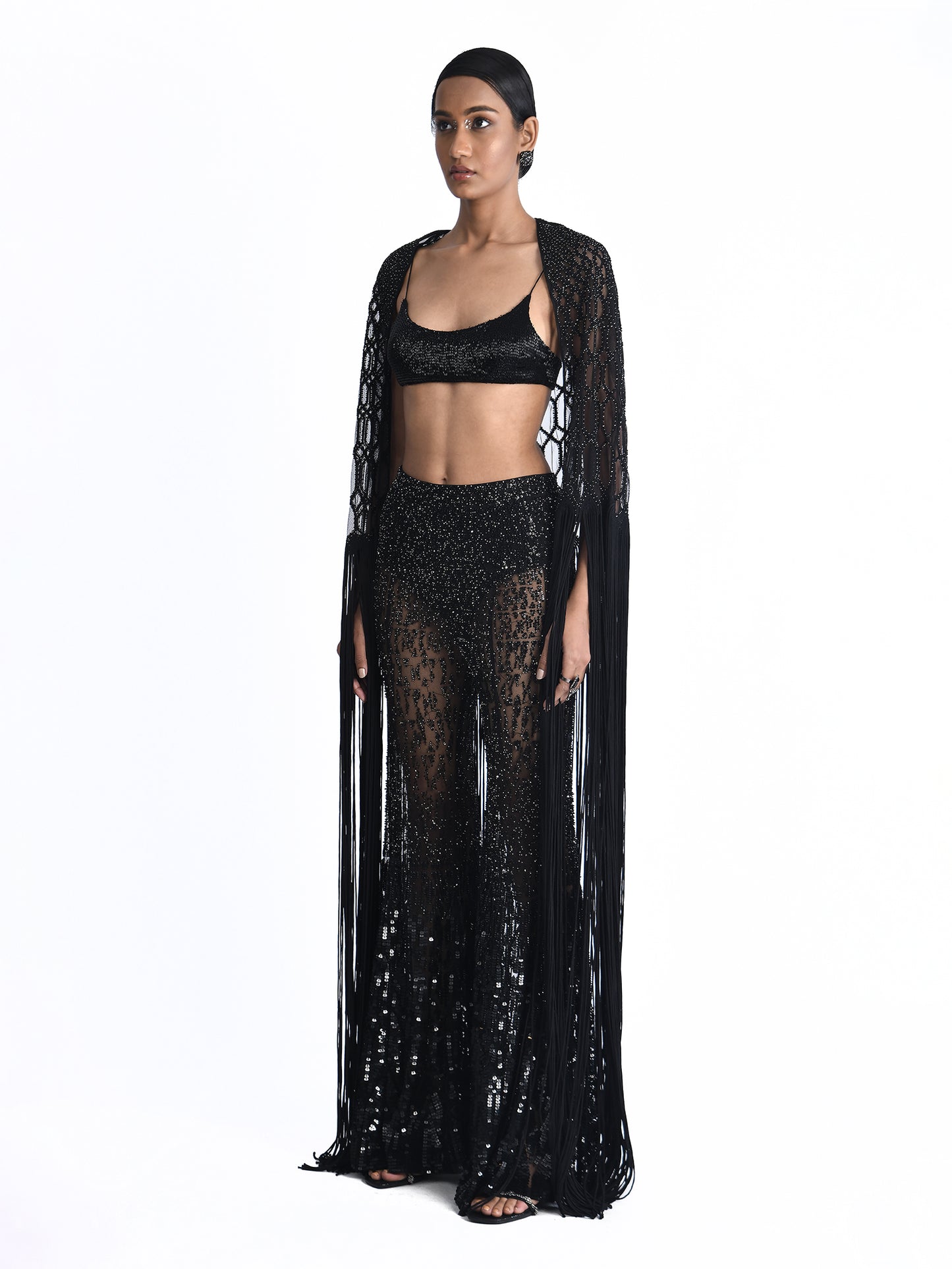 Alhazen Sharara Pants With Orbit Bustier And Cape