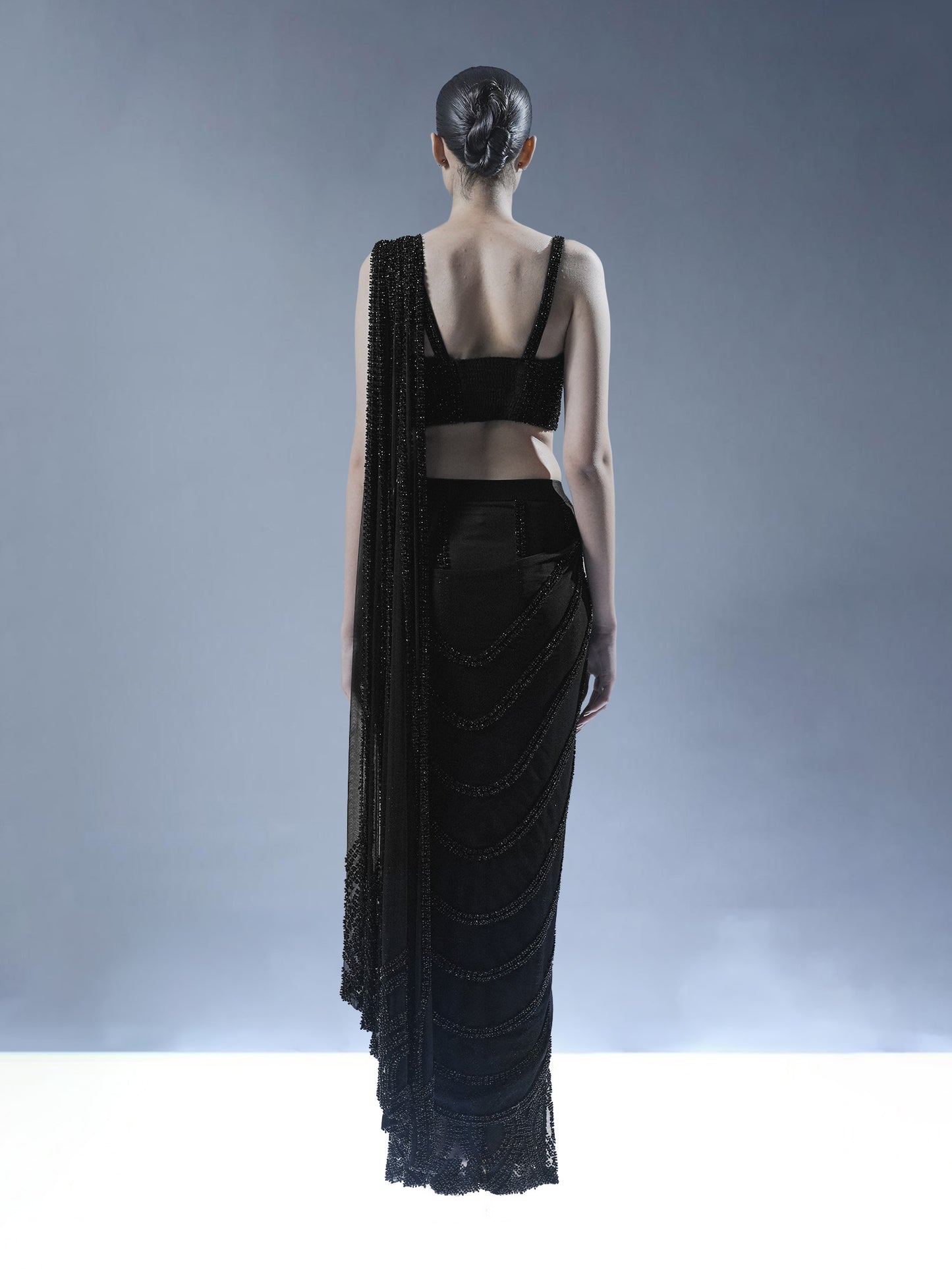 Midnight Opulence Pre-Stitched Saree