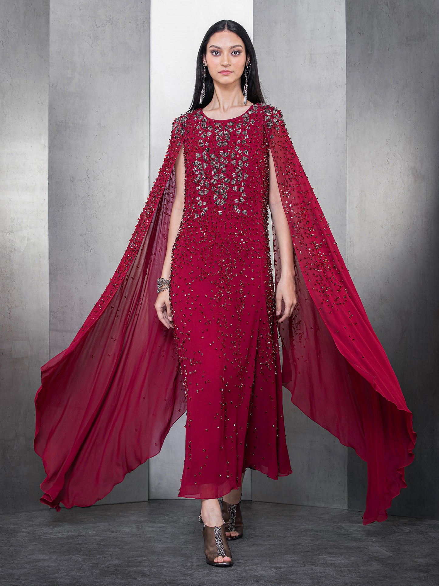 Fully Embroidered Flared Kaftan
