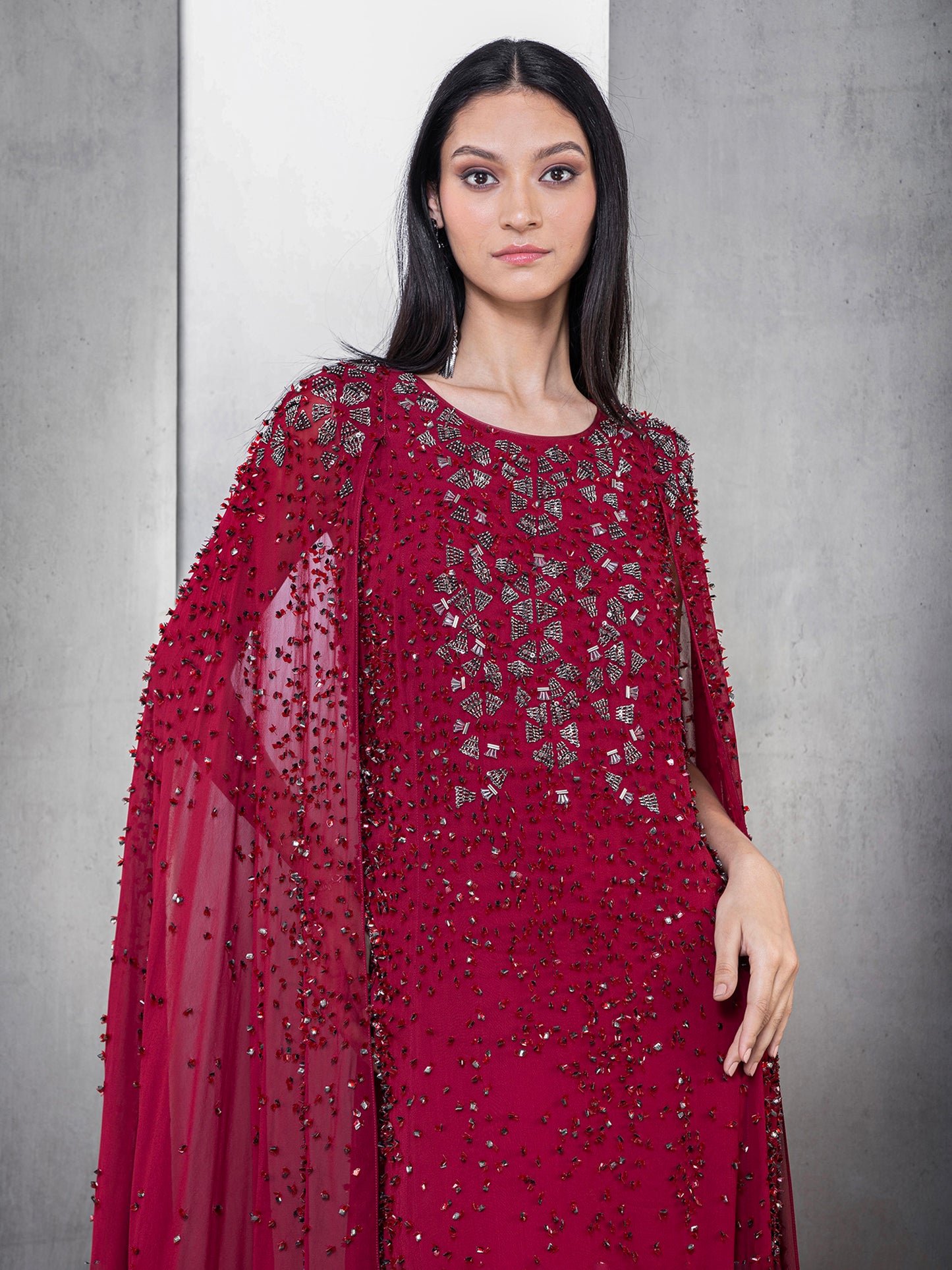 Fully Embroidered Flared Kaftan