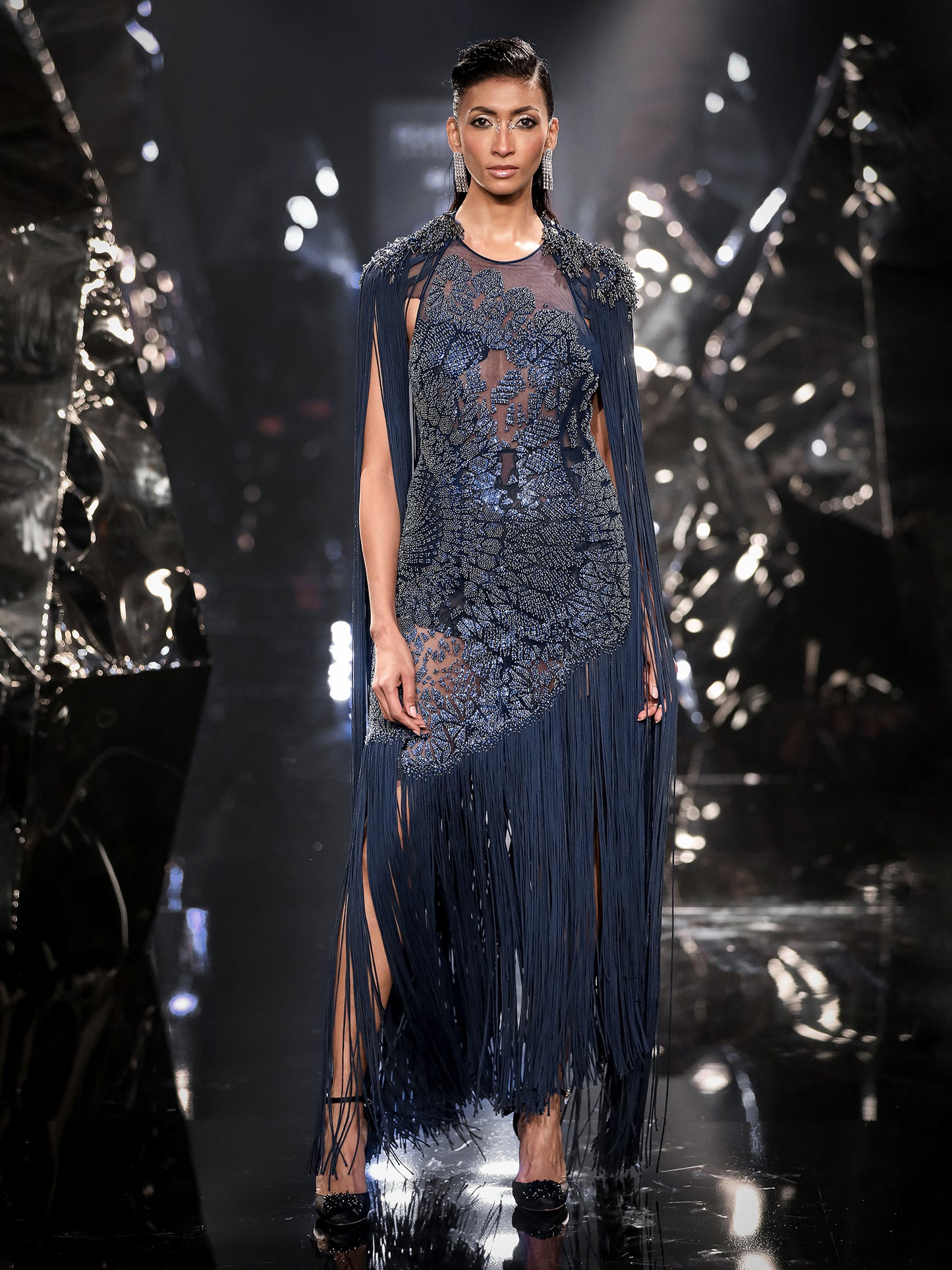 Halos Asymmetric Fringe Dress