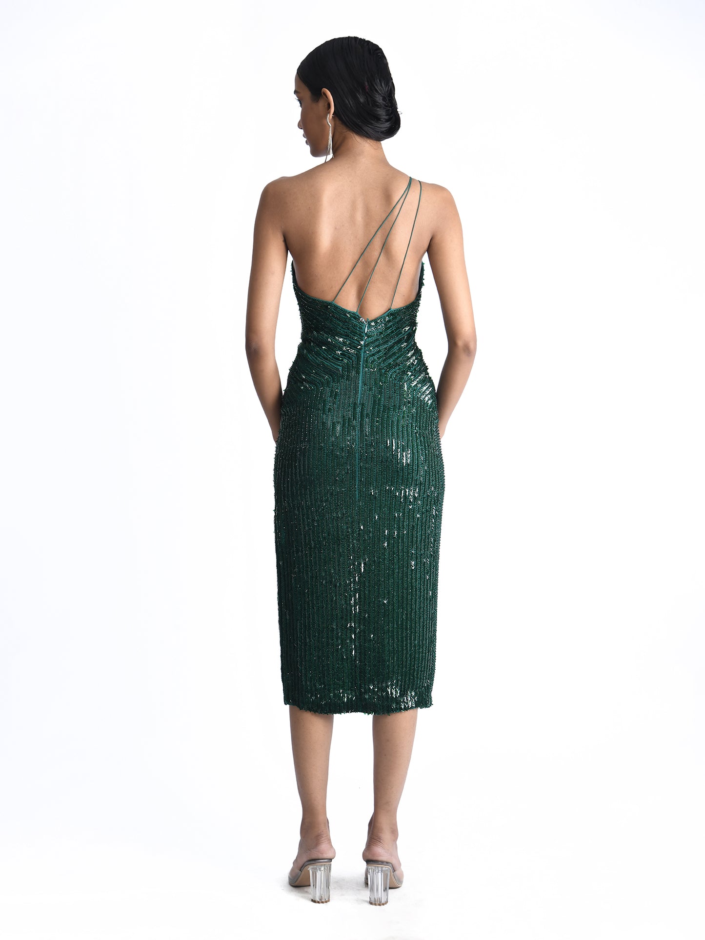 One Shoulder Arrow Sequins Dress
