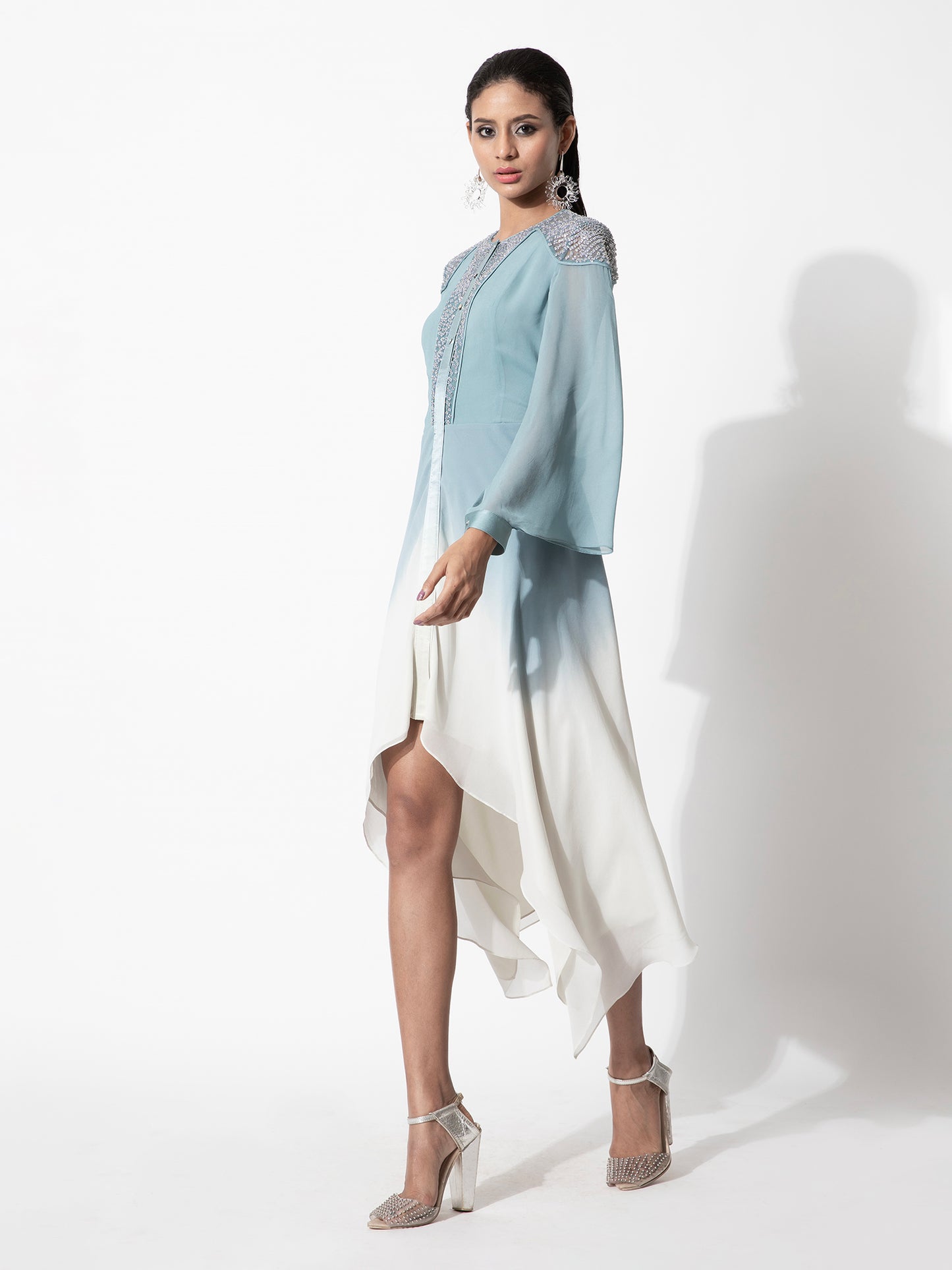 Embellished Yoke Ombre Dress