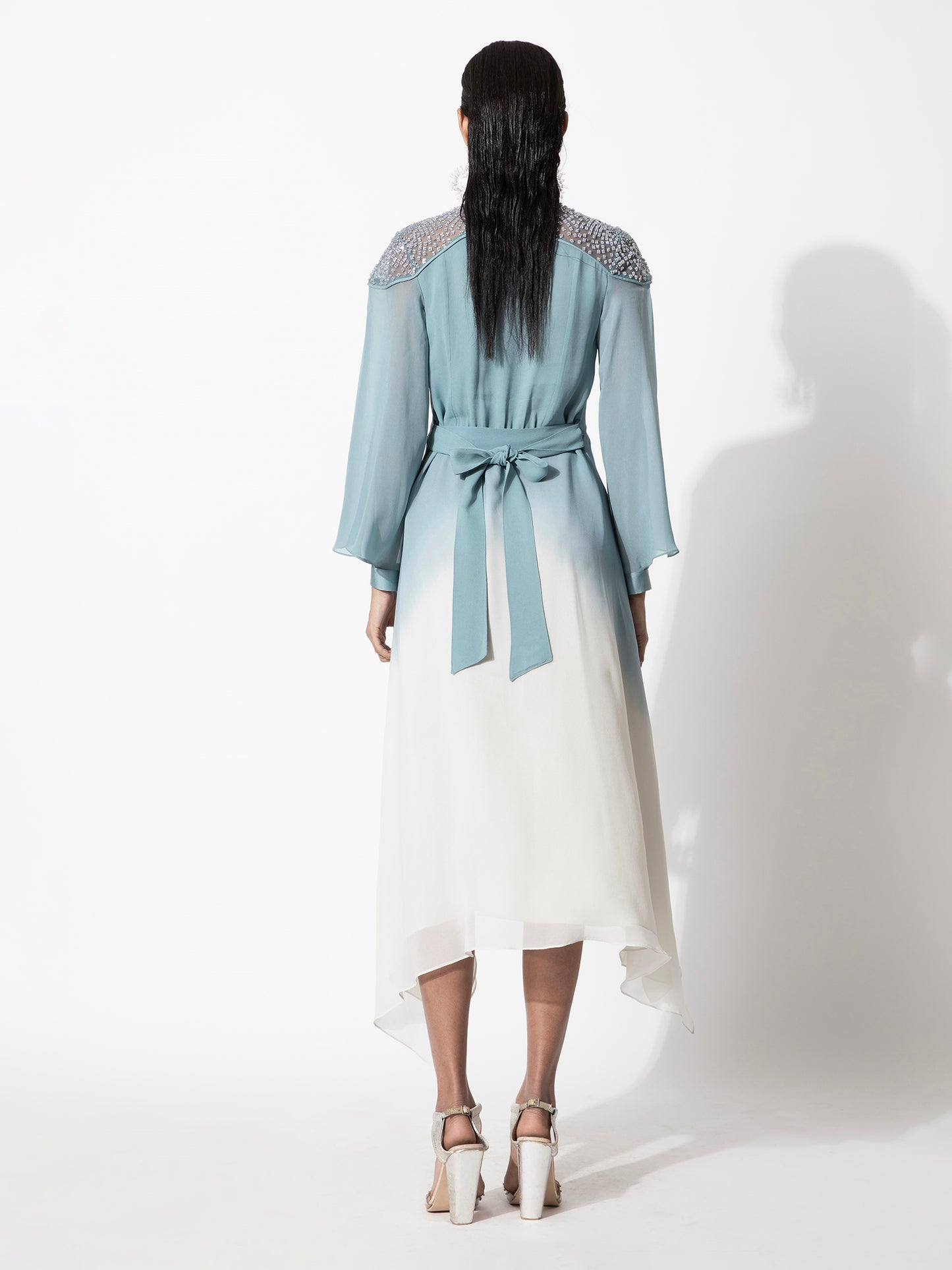 Embellished Yoke Ombre Dress