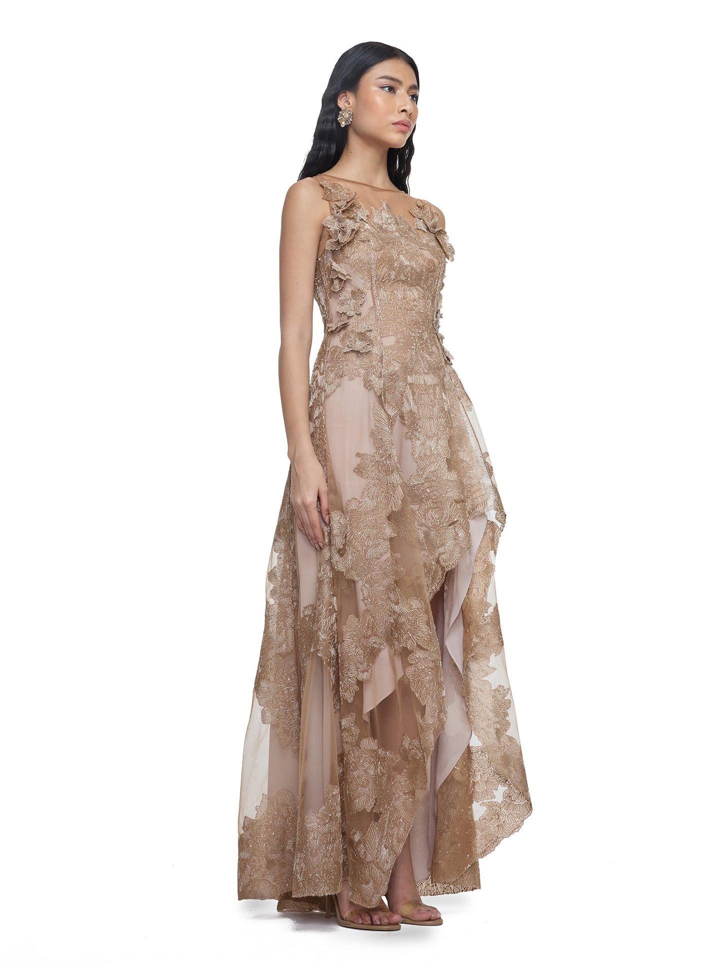Antique Floral Flare Dress
