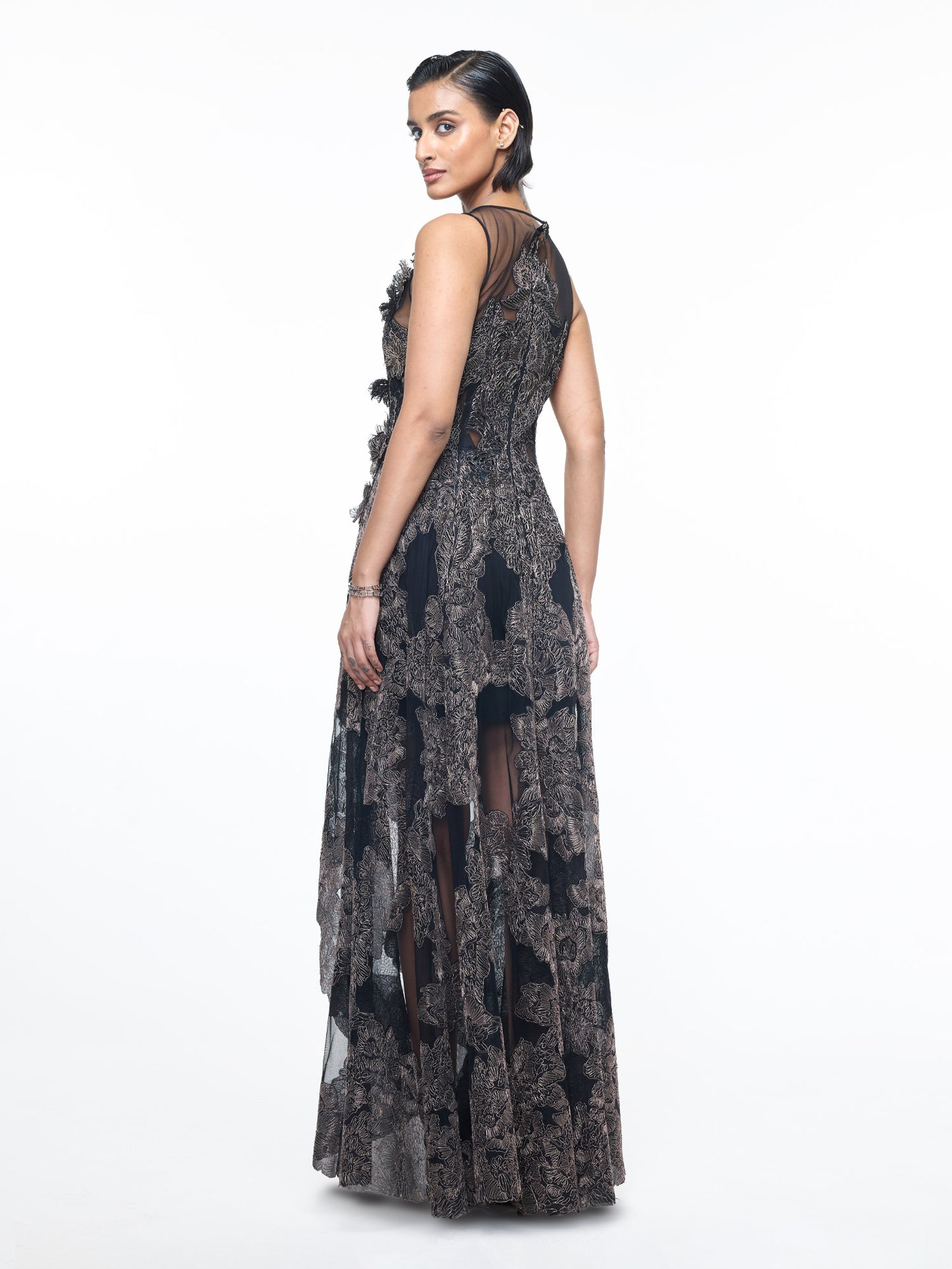 Antique Floral Flare Dress