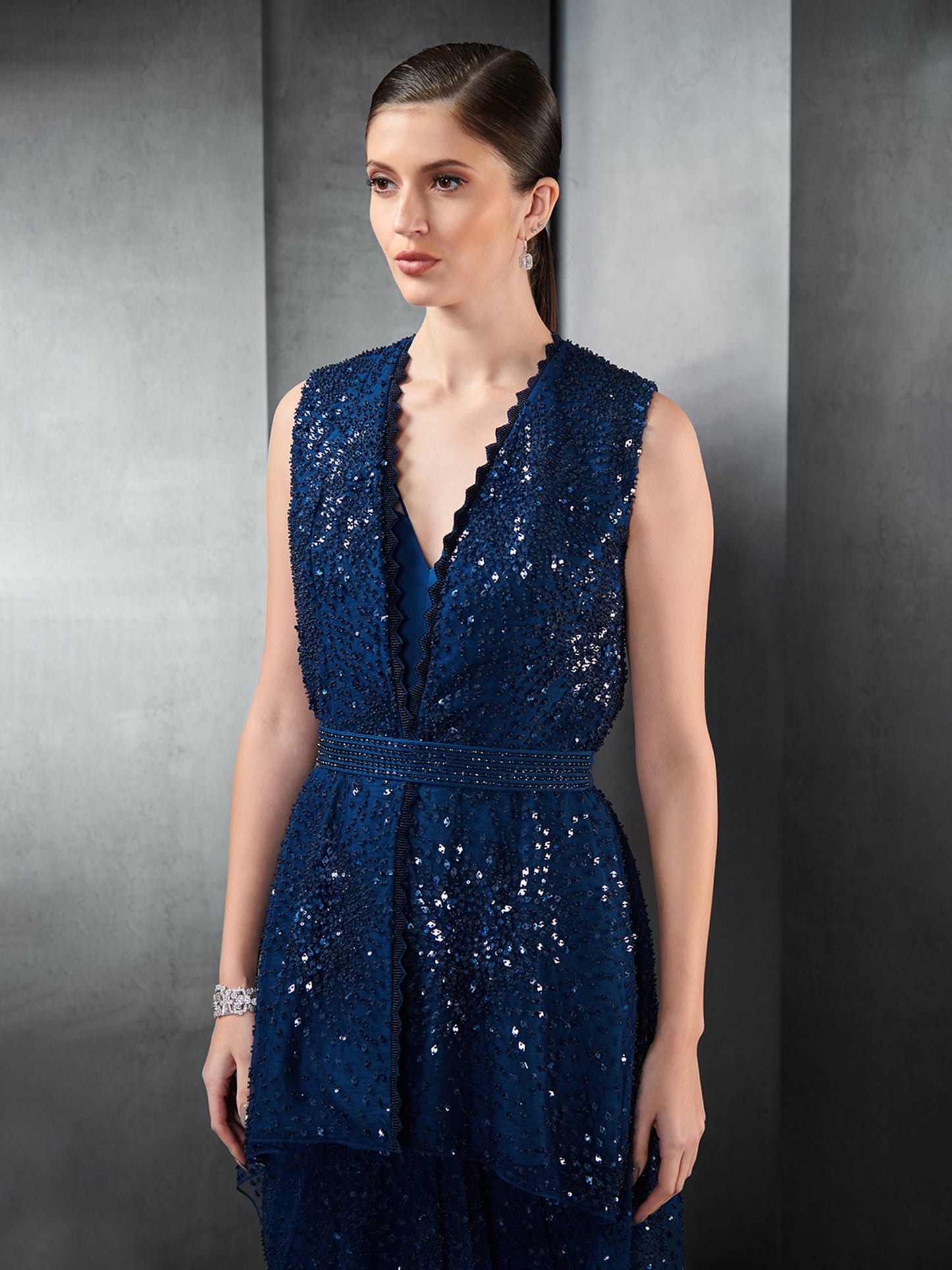 Helix Nebula Crystal Beaded Sleeve Less Jacket
