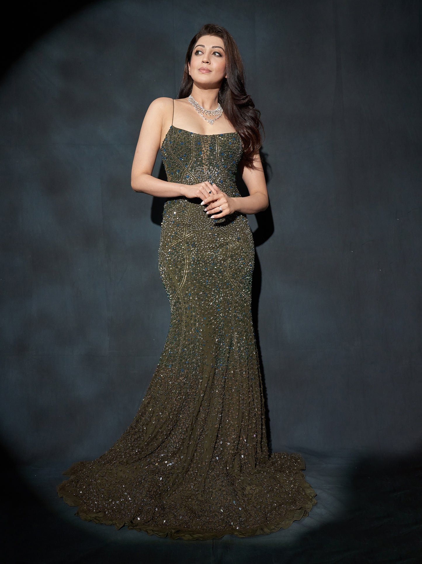 Kajal Aggarwal In Starry Glitch Gown