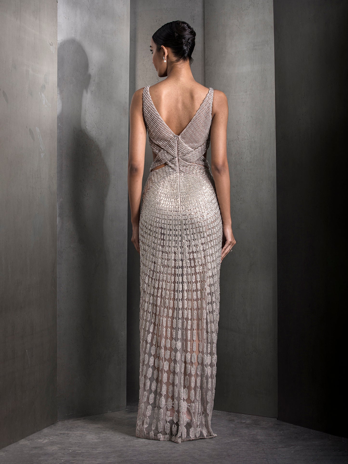 Mist Crossover Panels Gown