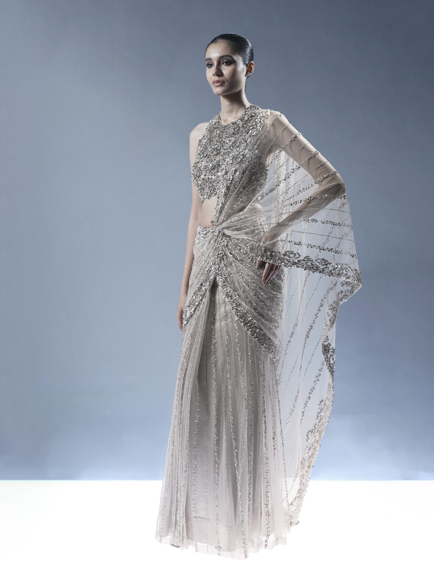Ocean Gleam Saree