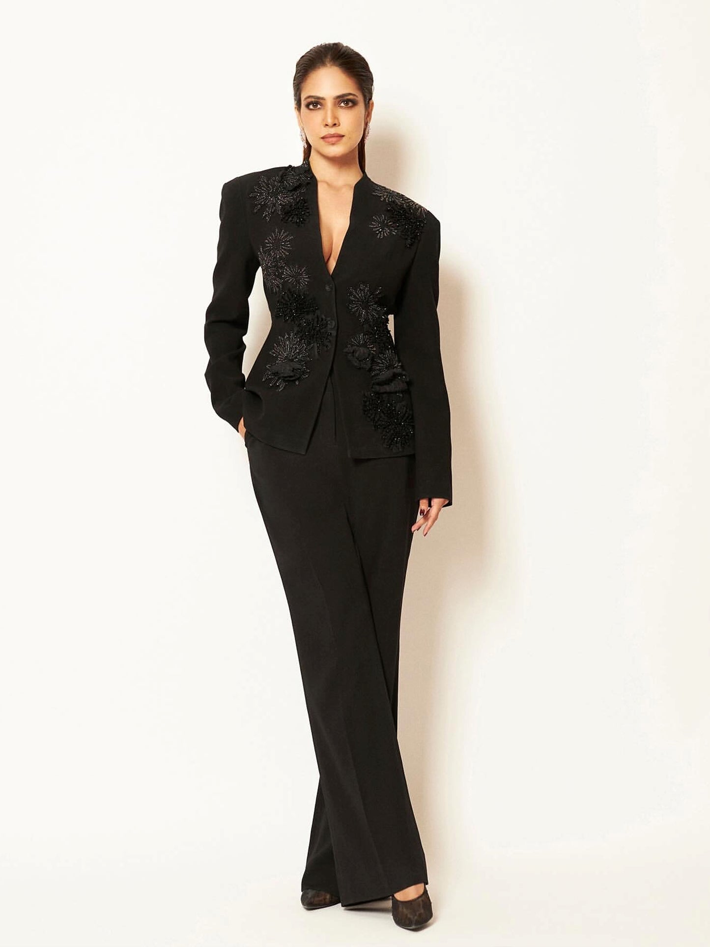 Malavika Mohanan In Statement Noir Elegance Jacket