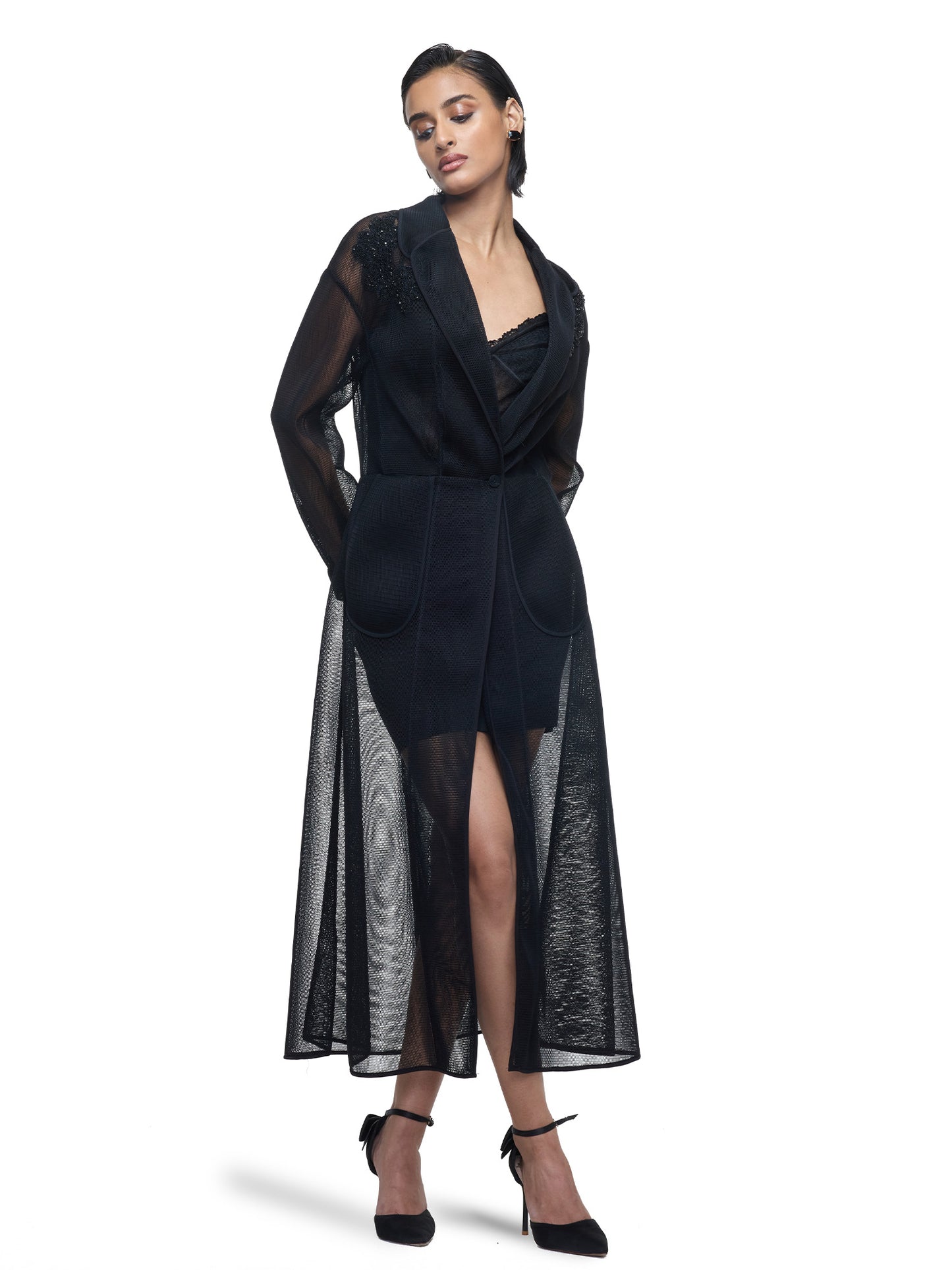 Lace Detail Sheer Jacket