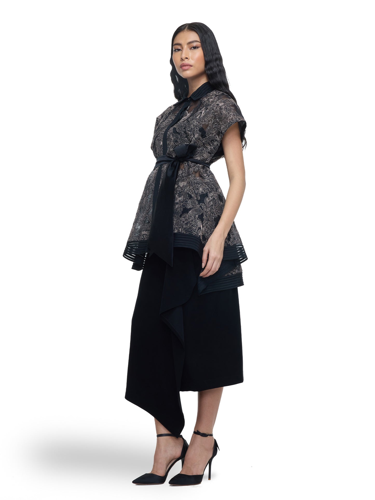 Floral Embroidered Sheer Top