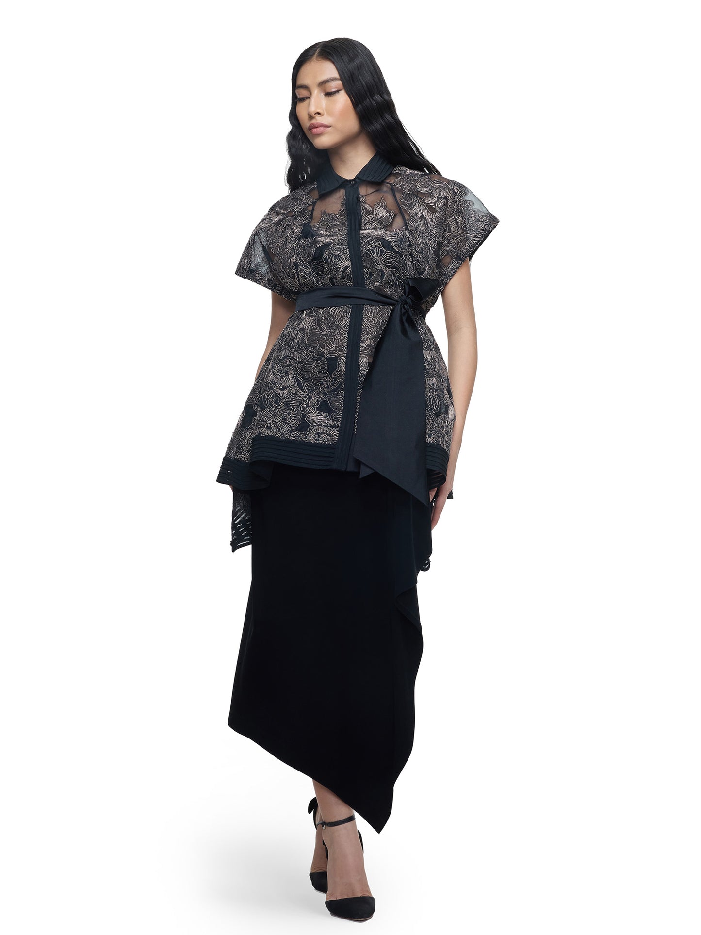 Floral Embroidered Sheer Top