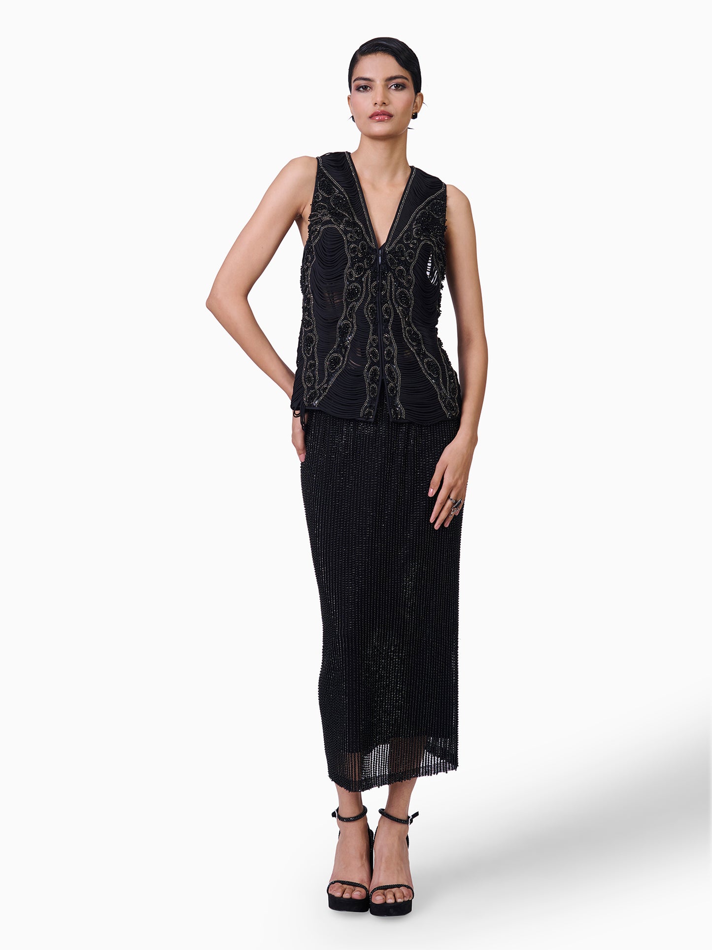 Noir Eclat Embellished Sculpted Jacket