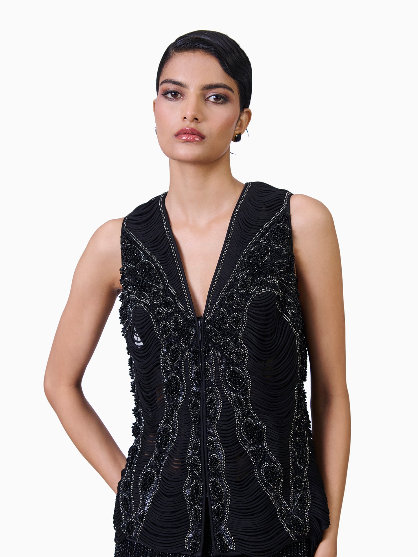 Noir Eclat Embellished Sculpted Jacket