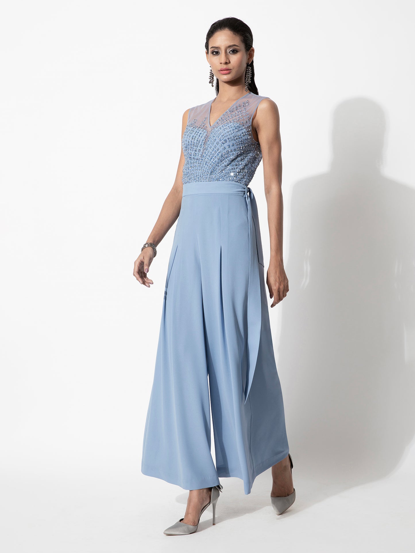 Flared Embroidered Jumpsuit