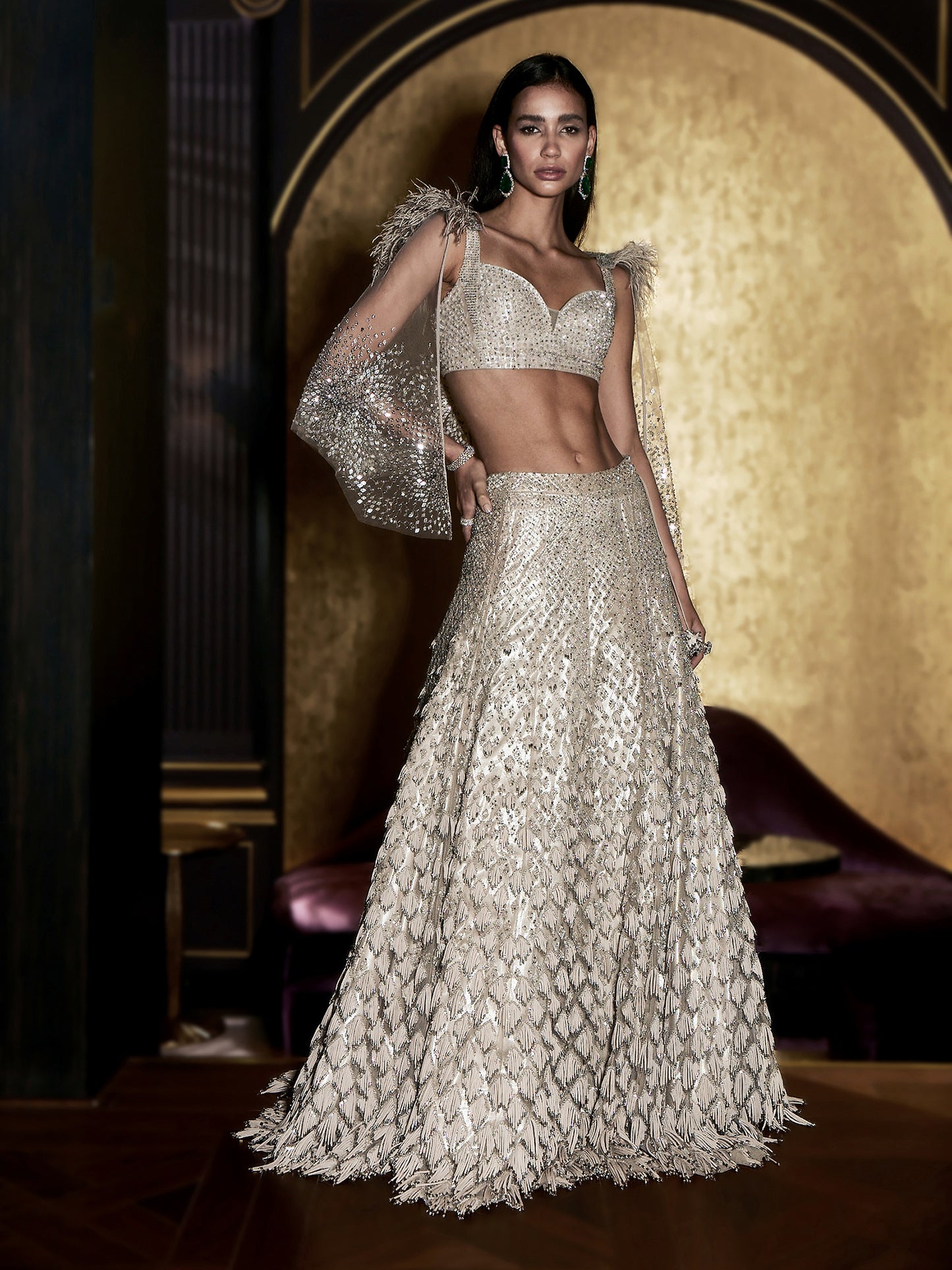 Sanh Fringe Lehenga Set