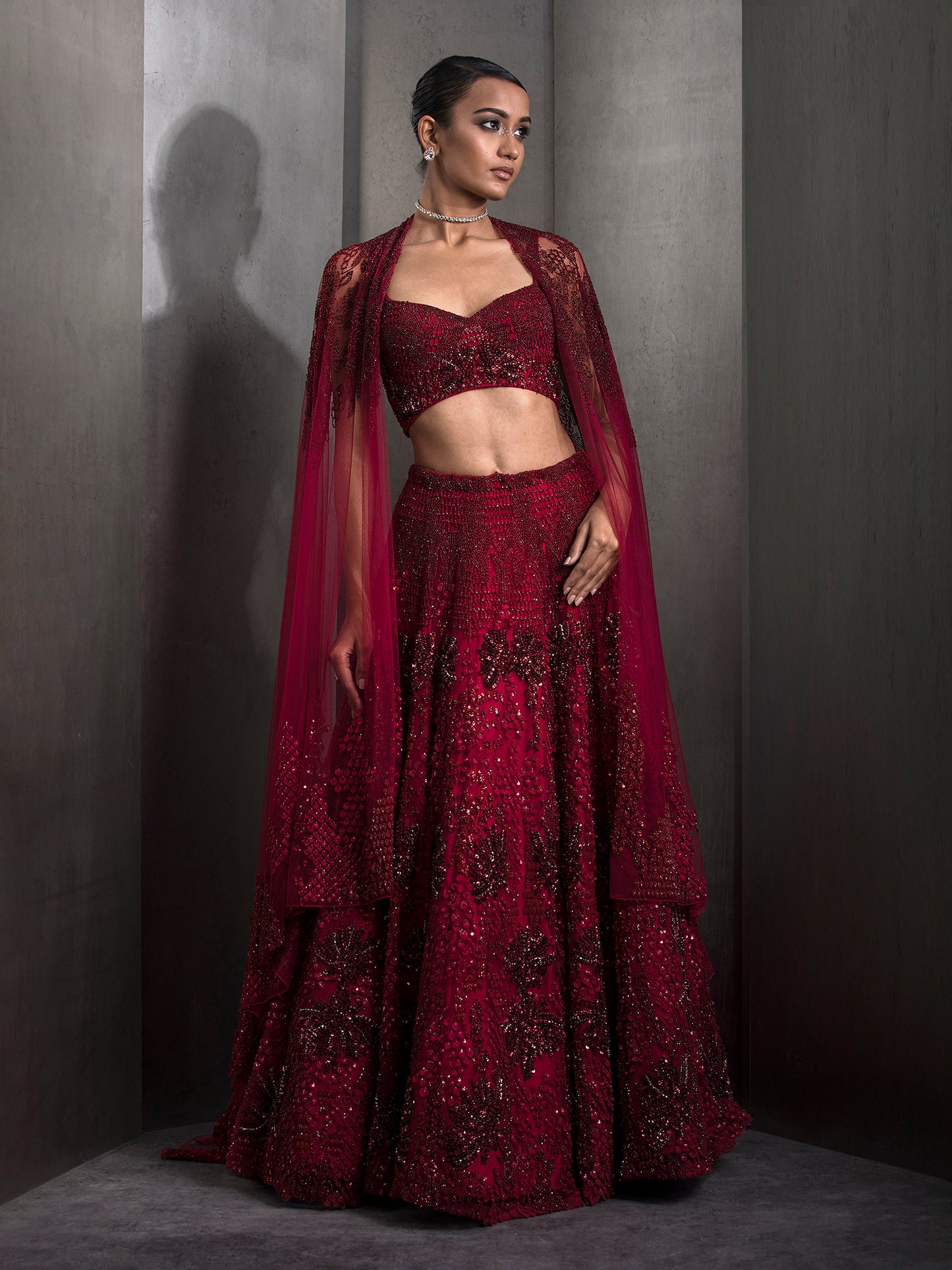 Sylvan French Red Lehenga Set