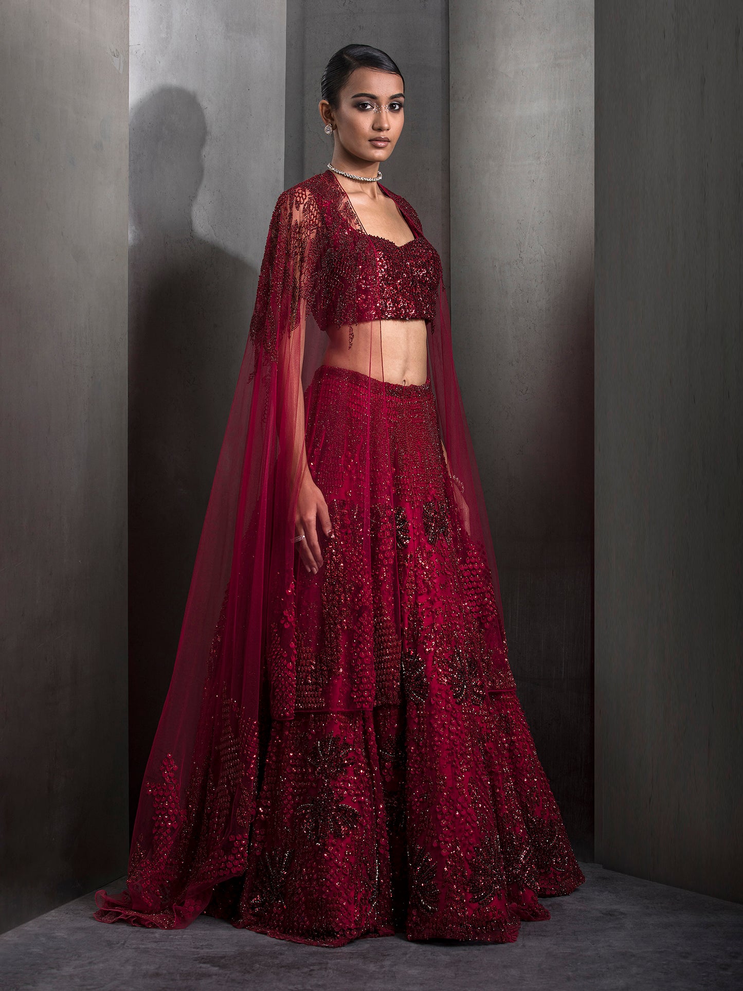 Sylvan French Red Lehenga Set