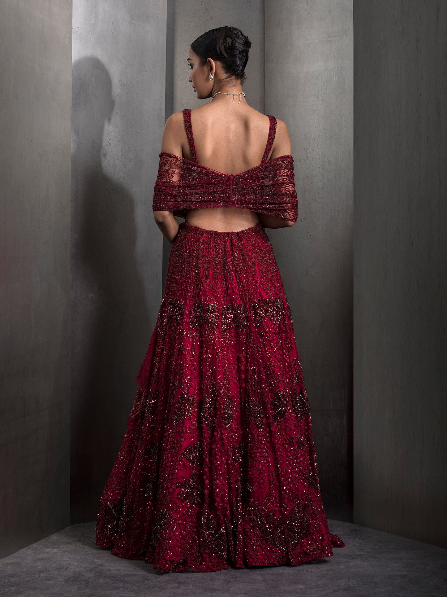 Sylvan French Red Lehenga Set