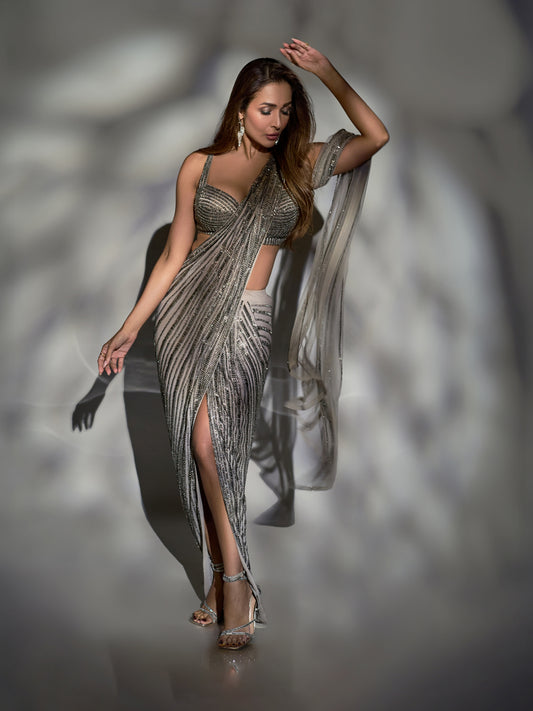 Malaika Arora In Astin Stripe Saree