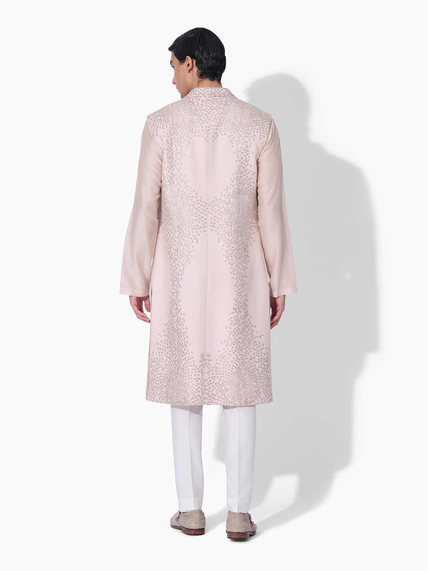 Periwinkle Open-Front Long Jacket Set