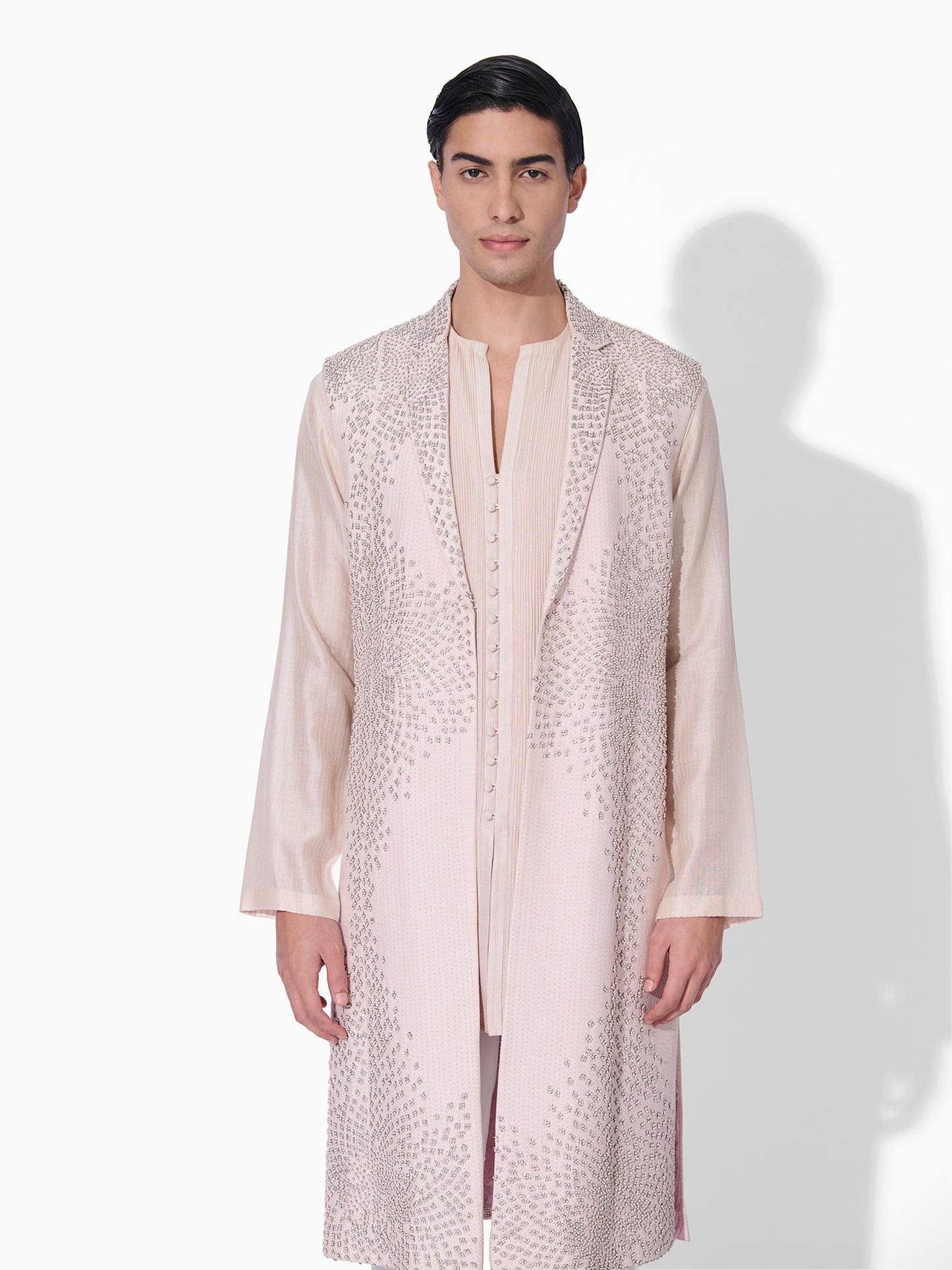 Periwinkle Open-Front Long Jacket Set