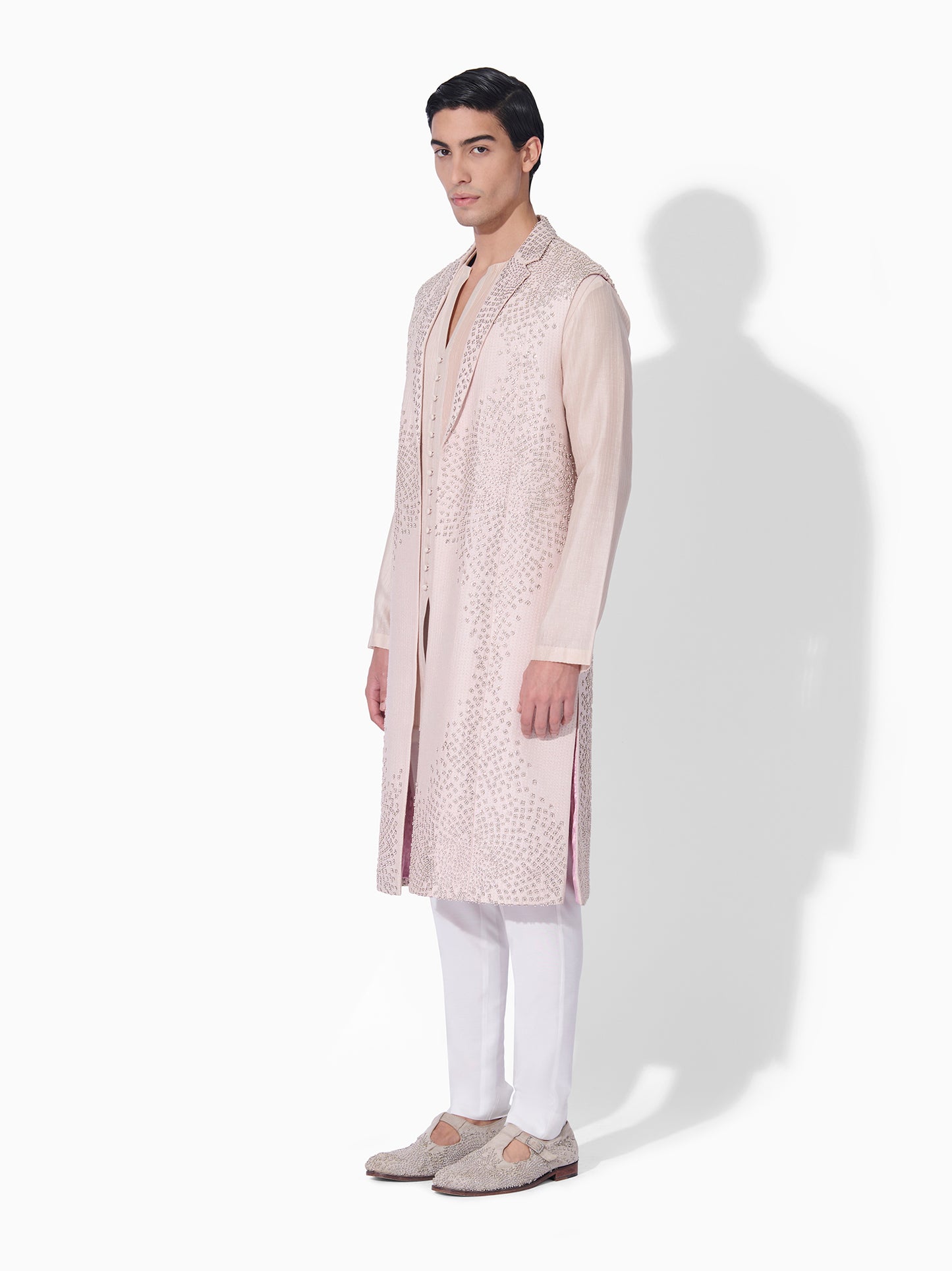 Periwinkle Open-Front Long Jacket Set