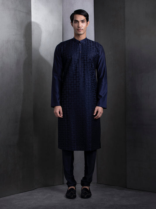 Fully Computer Embroidered In Front Long Kurta Set