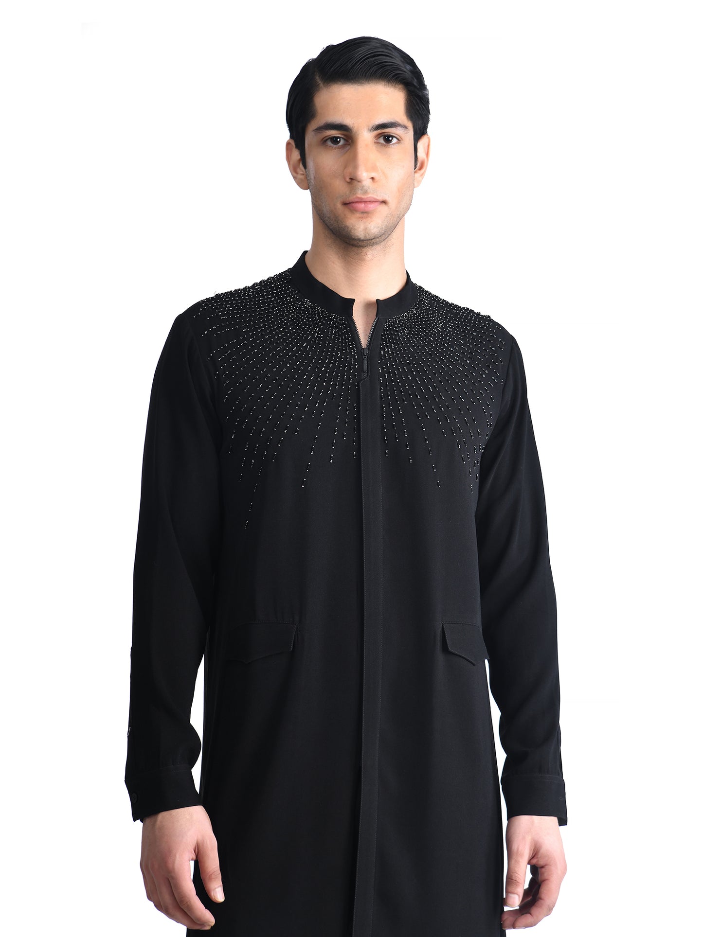 Black Zipper Rays Kurta