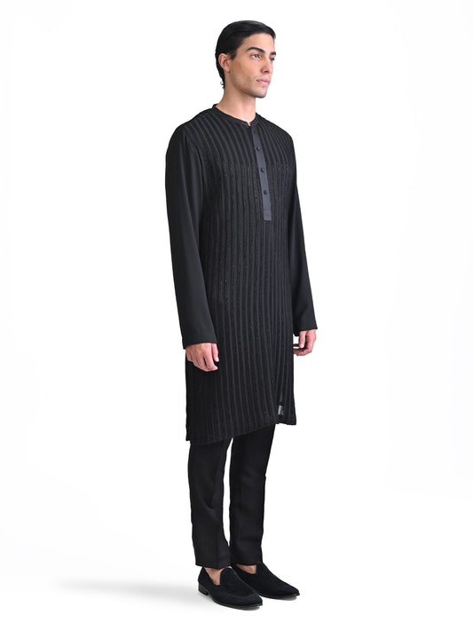 Pintuck Embellished Kurta Set
