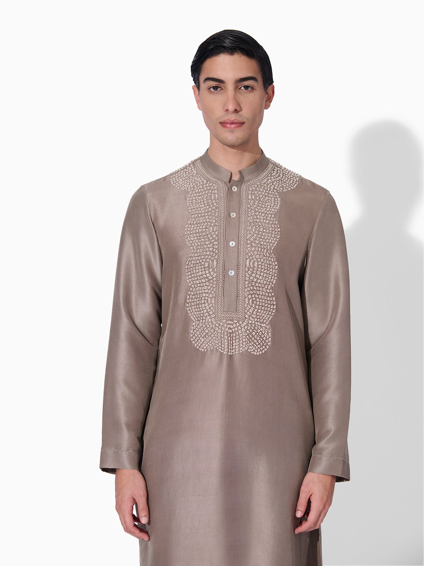 Mocha Mousse Embroidered Kurta Set