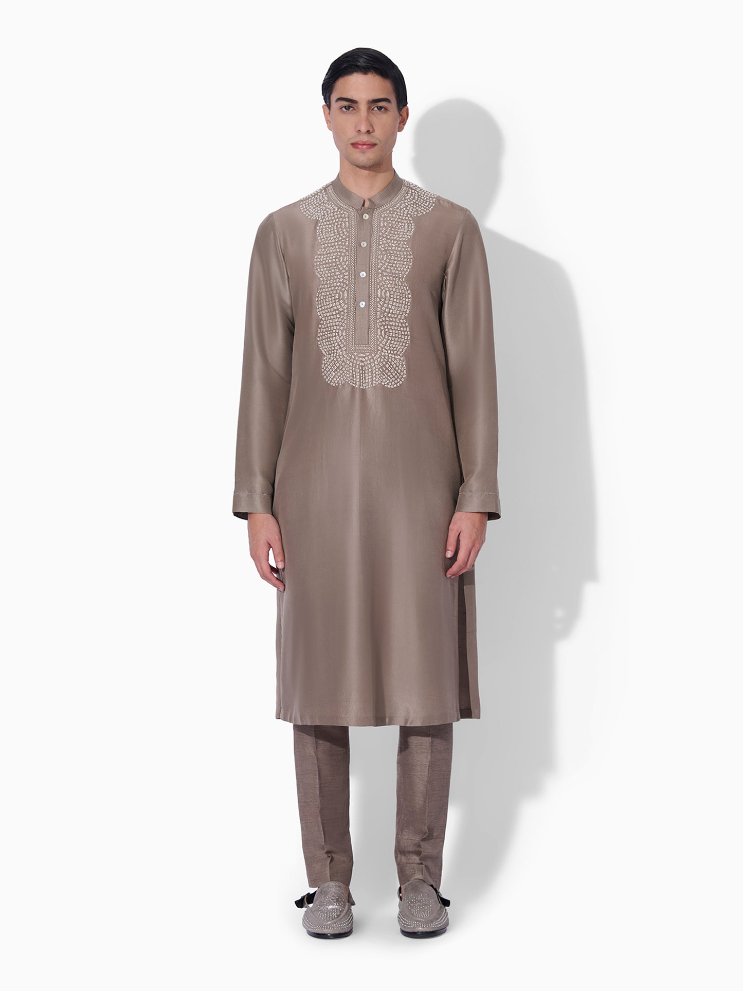 Mocha Mousse Embroidered Kurta Set