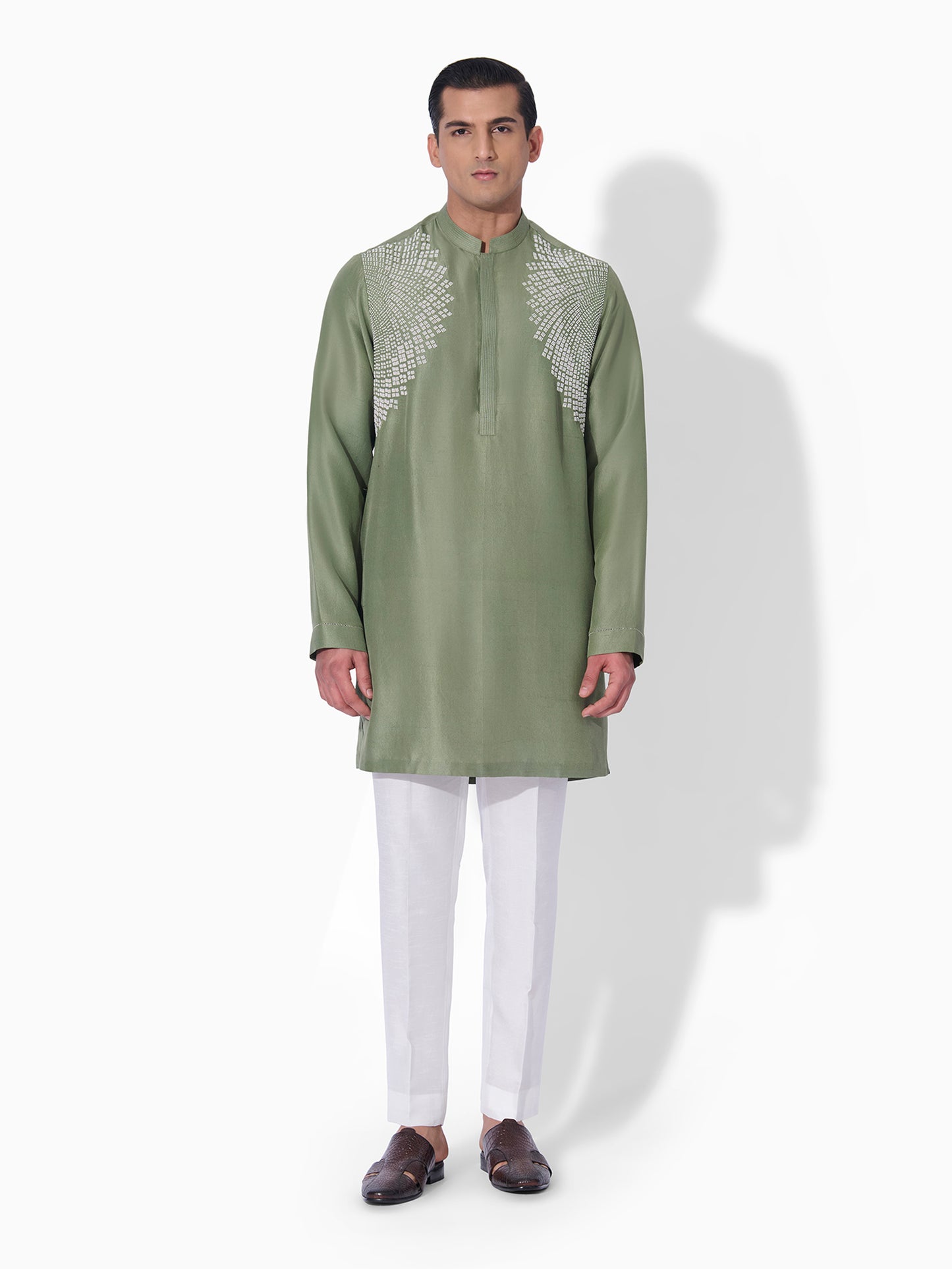 Green Fern Embroidered Kurta Set