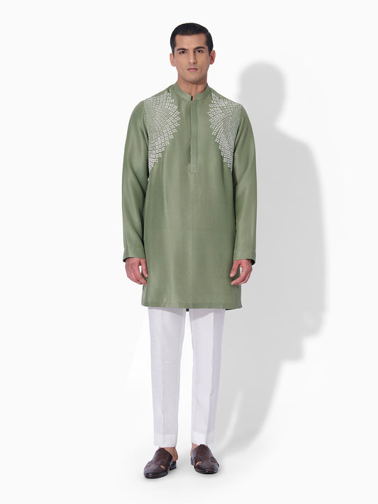 Green Fern Embroidered Kurta Set