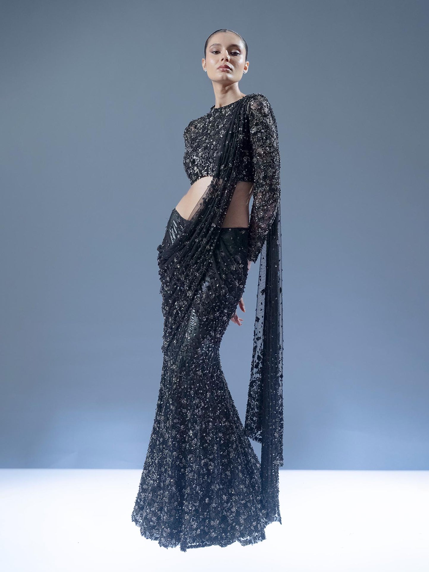 Midnight Ember Drape Saree